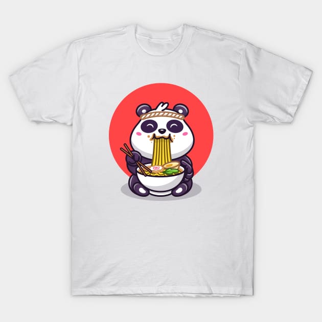 Cute Panda Eating Ramen Noodle T-Shirt by Catalyst Labs